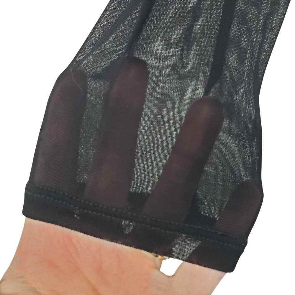 HELSA Revolve Black Sheer Knit Off The Shoulder Top Mesh Jersey Long Sleeve - Picture 10 of 15
